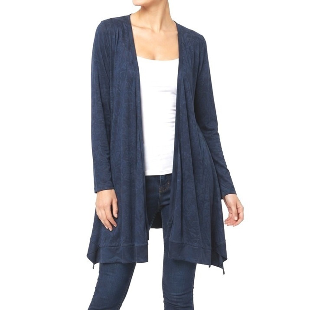 Artisan NY Cardigan Women XS Navy Blue Open Front 100% Linen Lightweight Sweater